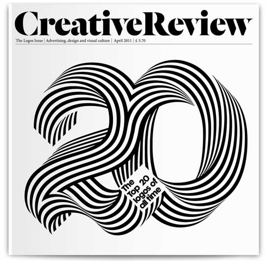 Artwork for the cover of Creative Review, a compilation of the 20 best logos of all time