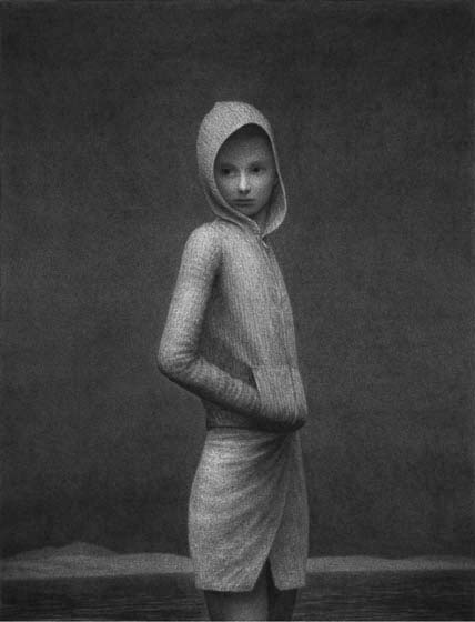 Princess, black and white drawing by Aron Wiesenfeld